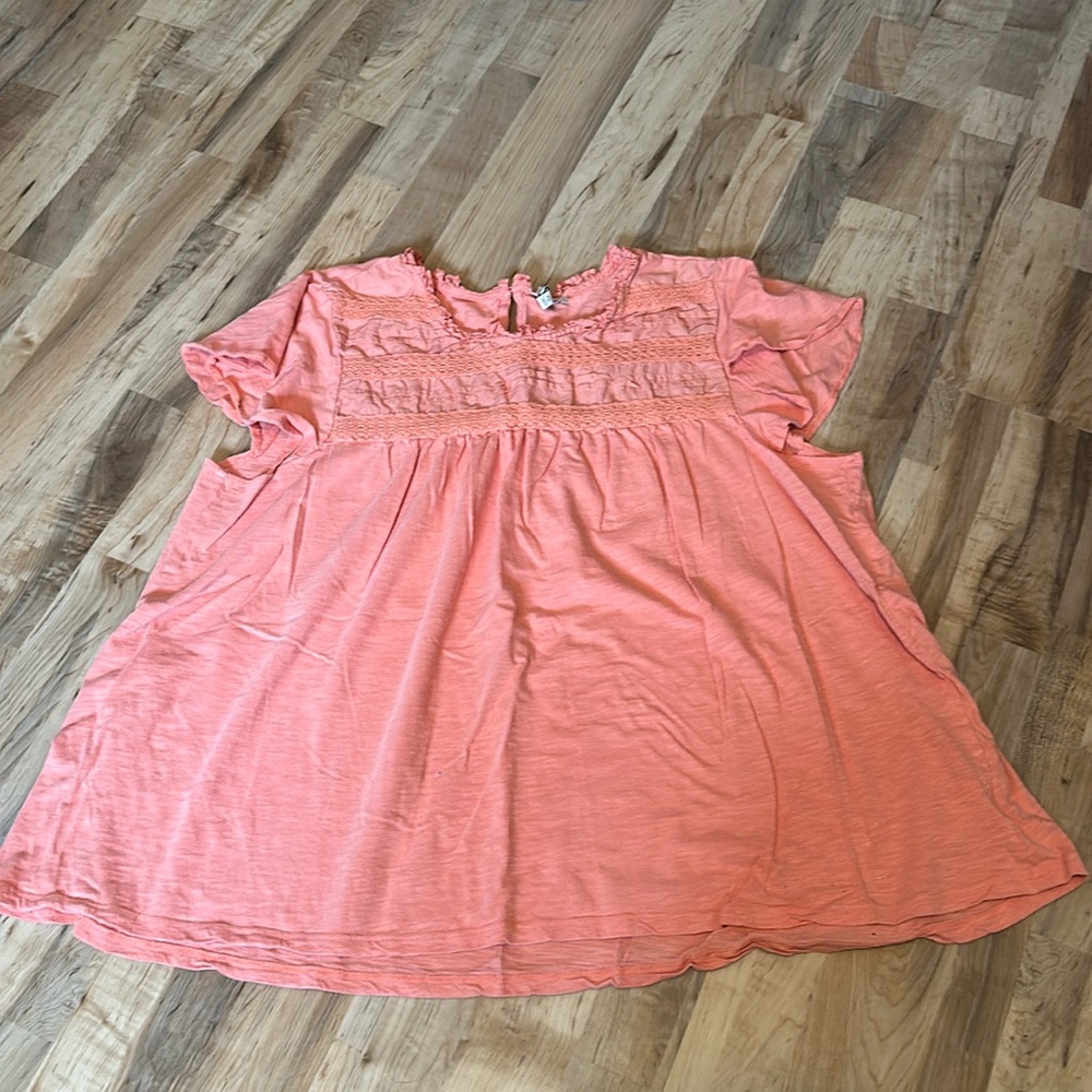 Cute Coral pink flutter sleeve top.